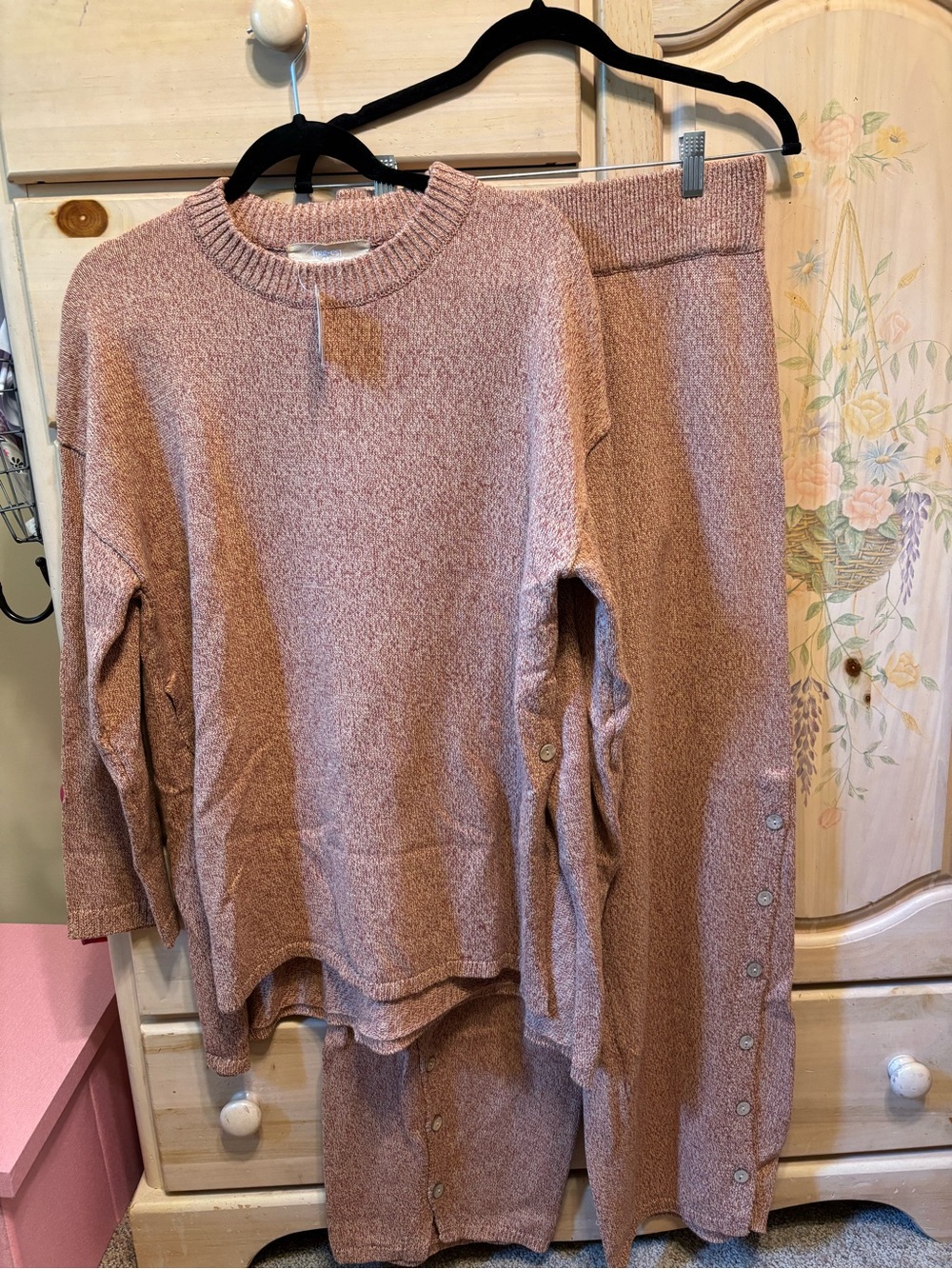 🆕Bnwt Free People Button Up Wide-Leg Knit Pants in Camel Brown